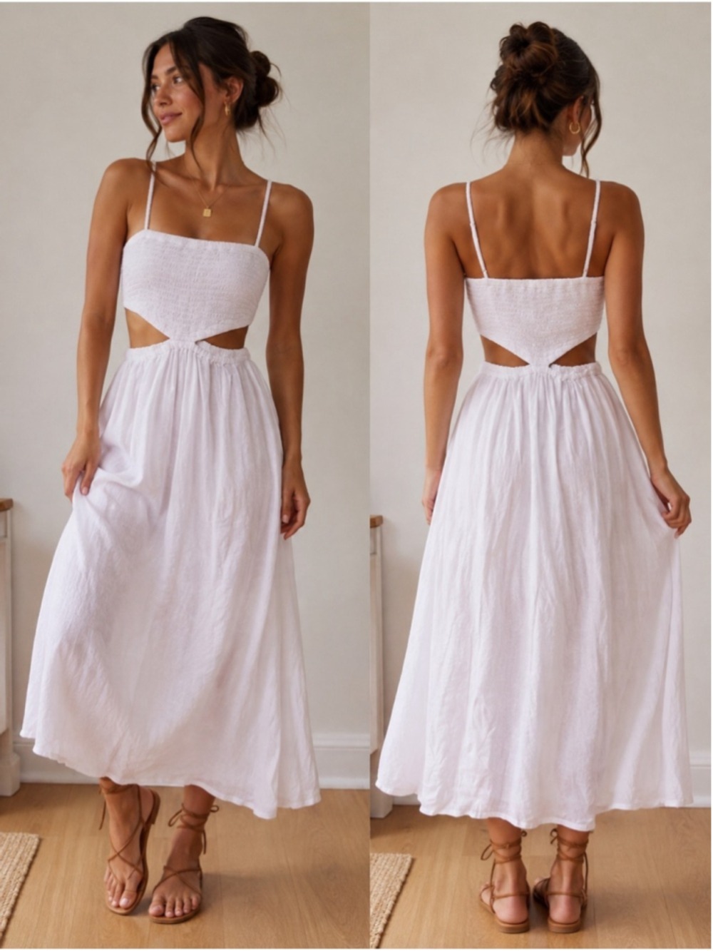 Faithfull the Brand White Cutout Maxi Dress